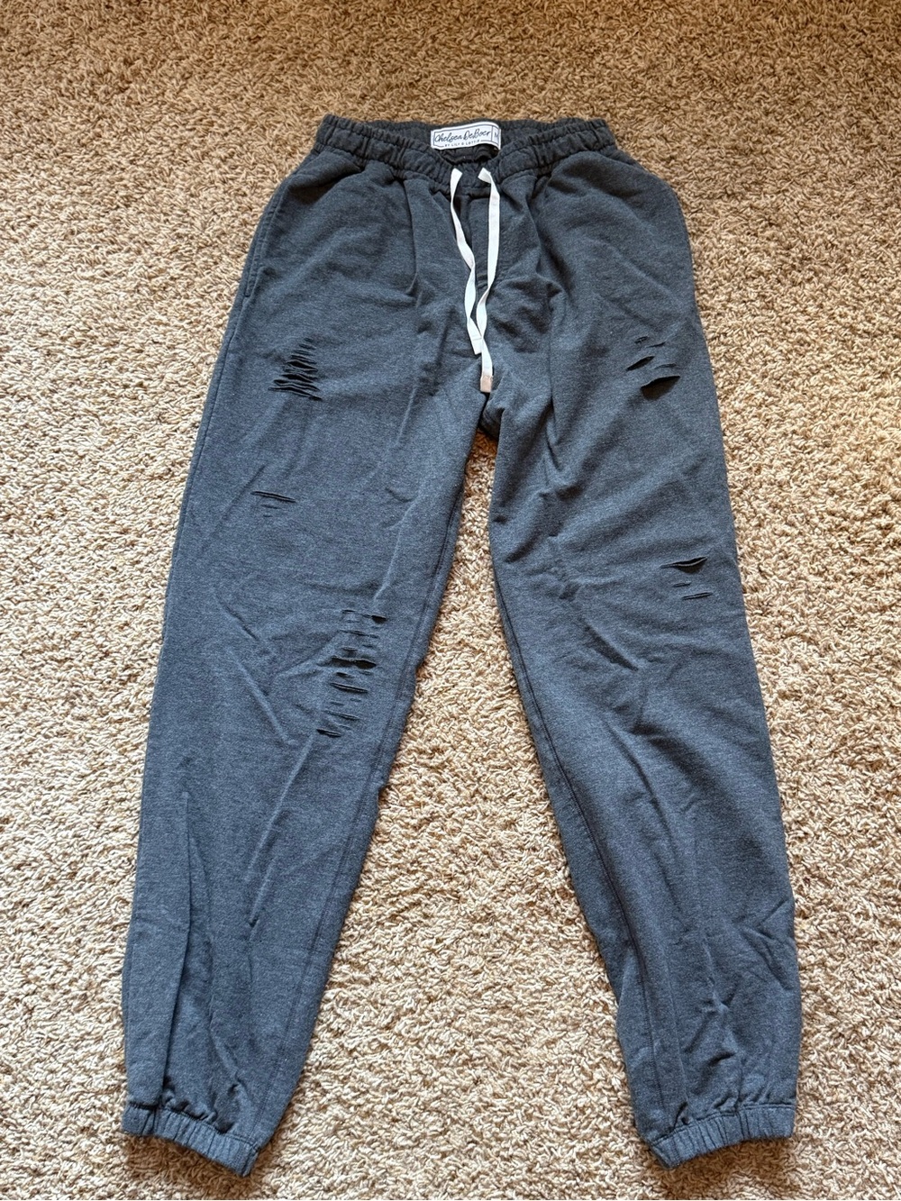 Chelsea DeBoer by Lily and Lottie Charcoal Distressed Jogger Pants